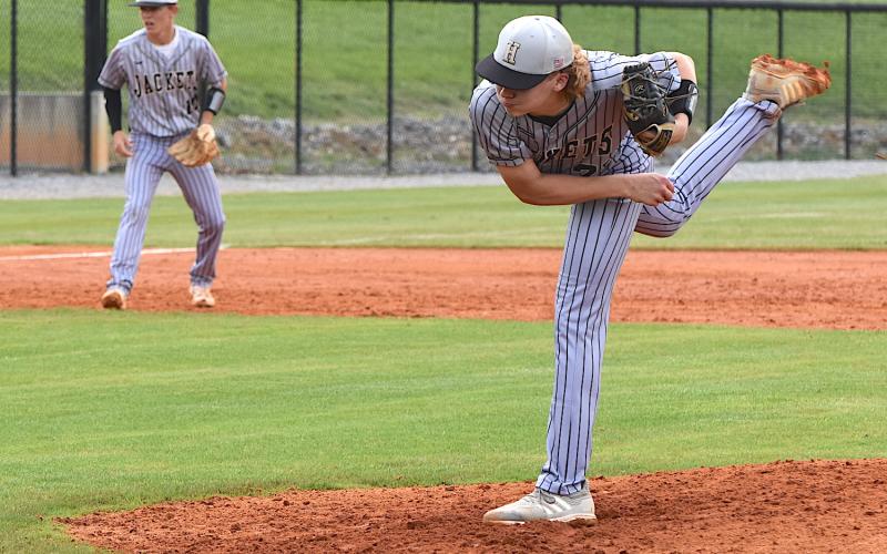 Gary Corsair • Clay County Progress Hayesville ace Jackson Sellers follows through as he fires a strike.