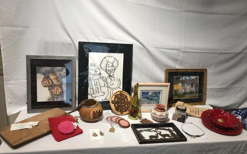 A few of the handcrafted items available at the silent auction. Bidding will be held from 10 a.m. to 2 p.m. Saturday, Sept. 21 at the Old Jail Museum.
