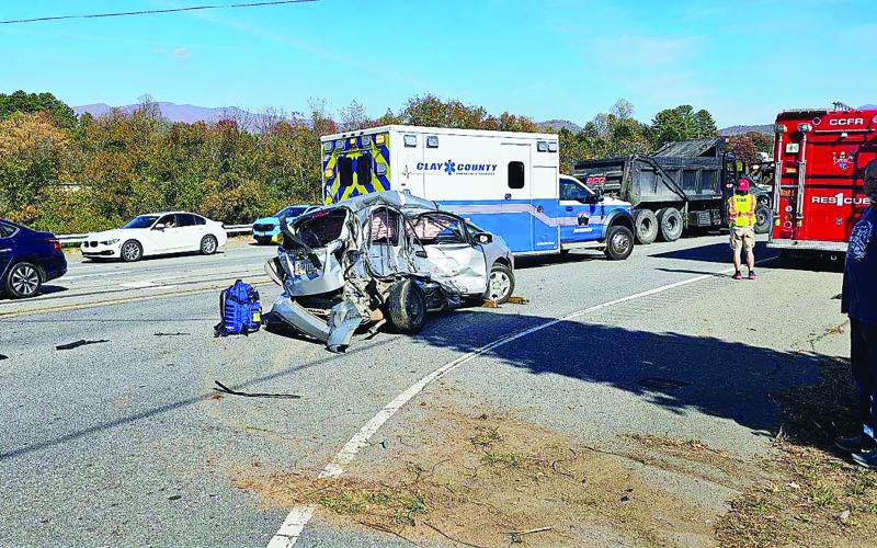 Photo by Joe Davenport Louise Arnold was driving a 2013 Honda Fit when it was struck by a dump truck that apparently failed to stop at the intersection’s red light. The driver is facing charges.