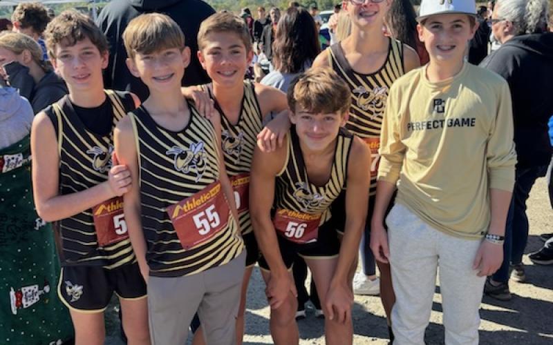 HMS Boys XC Team are, from left, Colton Crawford, Garrison Boyer, Porter Hood, Evan Burks, Eli Cheeks and Rhett Sellers.