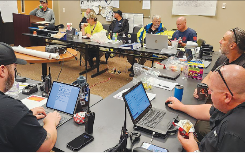 Clay County Sheriff’s Office Facebook Representatives from multiple Clay County agencies gather at the Emergency Operations Center at the sheriff’s office to prepare and coordinate services and operations in the event the county encountered damages from the storm. The center was fully staffed until the storm threat dissipated.