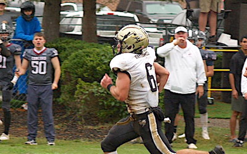 Gary Corsair • Clay County Progress Hayesville speed merchant Tre Graves, No. 6, stuns Concord Christian coaches, players and announcer with a spectacular 92-yard kickoff return for a touchdown.