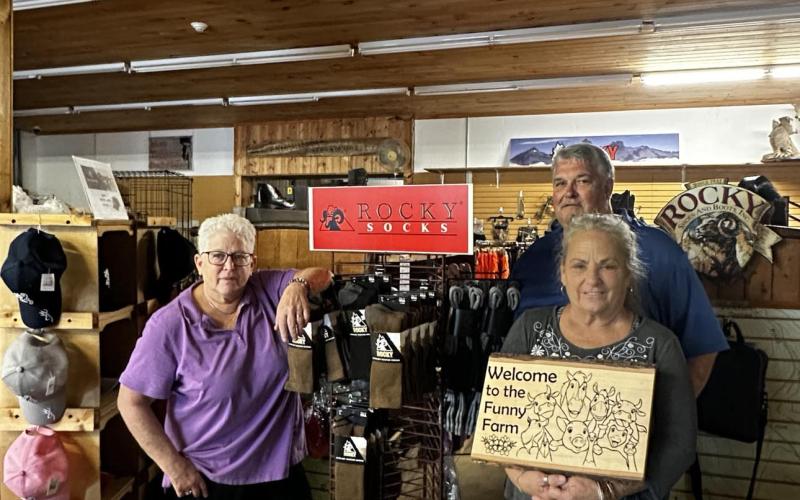 Lorrie Ross • Clay County Progress From left, volunteer Cindy Stratton, Sam Hogsed and Jeanne Strack celebrate the grand opening on Saturday, Sept. 28. Hogsed’s General Store and Funny Farm Thrift Store are located at 5100 Old Highway 64 in Warne, N.C.