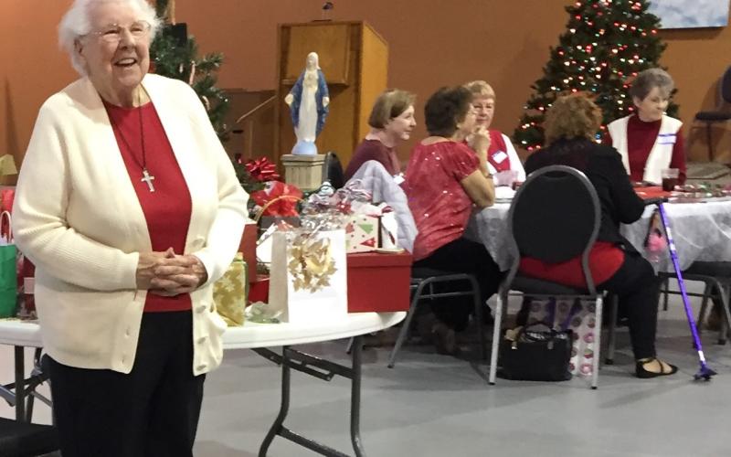 Sr. Terry at her ornament exchange, Dec. 5, 2017.