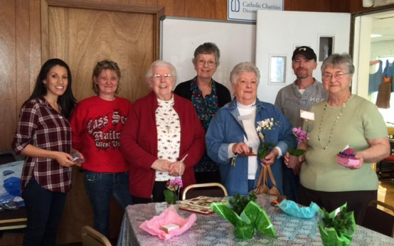 Sr. Terry and sewing class students, 2017.