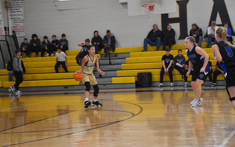 Norashae Patterson • Clay County Progress Lucy Trout looks for an opening in the Dec. 4 game against Towns County.