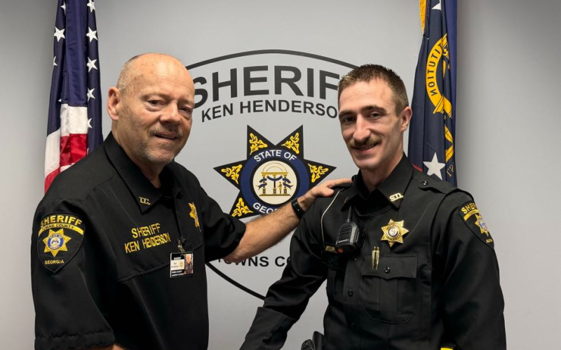 Photo • Facebook Towns County Sheriff Ken Henderson welcoming Deputy Austin Bradburn, a Blairsville resident, to the agency in October.
