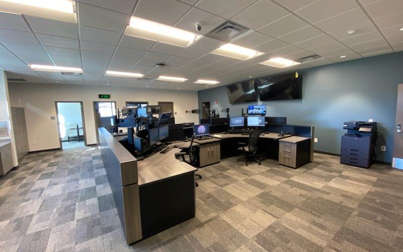 The communications room has two terminals with room to add two more terminals for future growth.