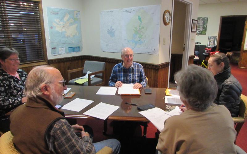 Lorraine Bennett • Clay County Progress Town Council member Harry Baughn, and Mayor Joe Slaton discuss the dates for a public hearing which has been set at 6:30 p.m. Monday, March 10 on a zoning change.