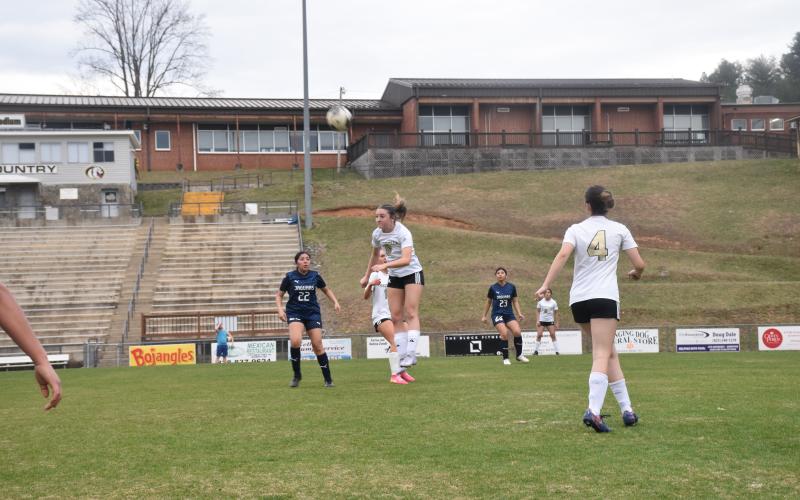 Norashae Patterson • Clay County Progress Reese Seagars stops the ball any way she can.