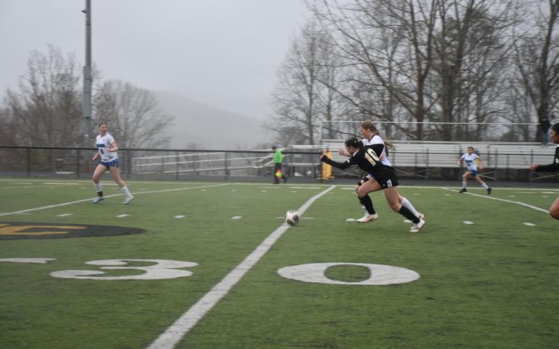 Norashae Patterson • Clay County Progress Summer Borchardt fights for the ball.
