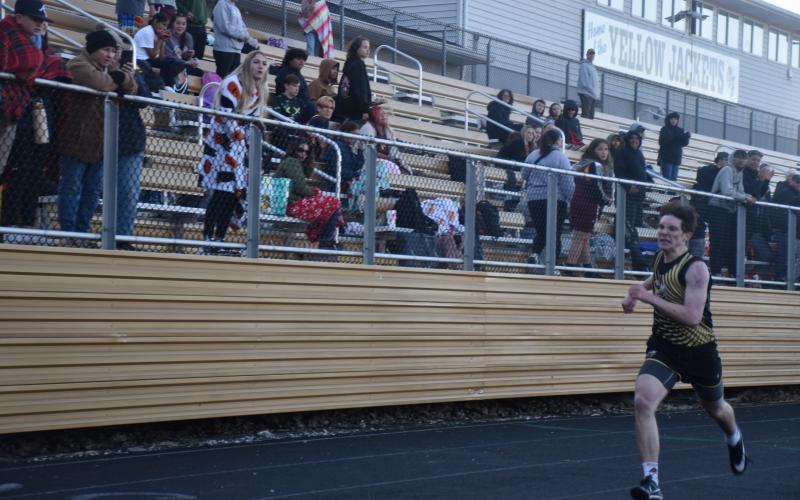 Norashae Patterson • Clay County Progress Brett Hanna breaks the 400 meter record.