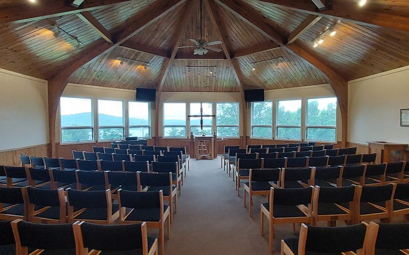 Photo submitted by Hinton Center The Hinton Center Chapel seats up to 90 and offers a stunning view of Lake Chatuge and the mountains.