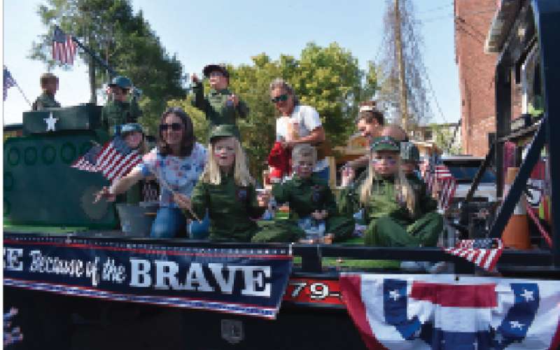 Becky Long • Clay County Progress Friday’s July Fourth parade brought out unique, patriotic floats including Mulkey Wrecker Service’s “Home of the Brave, Because of the Brave float,”