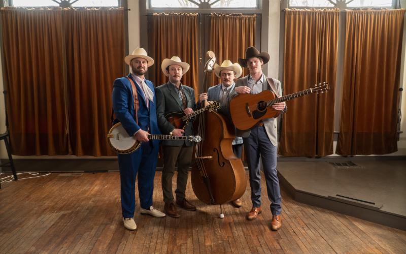 The Asheville Mountain Boys band members are, from left, John Duncan on banjo, Zeb Gambill on mandolin, Jacob Brewer on bass and vocals and Marshal Brown on guitar and vocals.