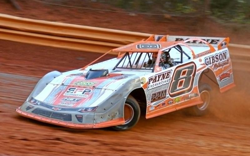 Photo–Dean Curlee David Payne of Hiwassee Dam drives at Tri-County Racetrack in Brasstown on Sept. 1.