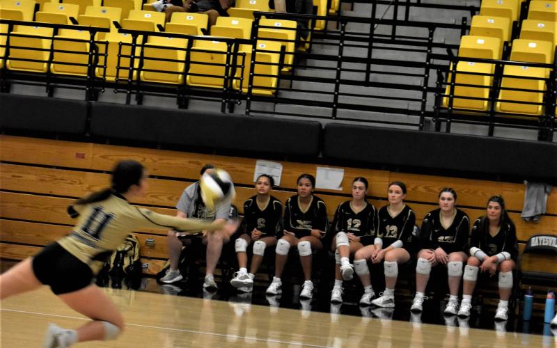 Callie Long • Clay County Progress Reese Segars, No.11, with a fearless dive in an attempt to keep the ball.