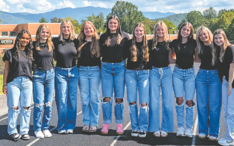 HHS Homecoming Court 2025: From left, Bella Duran, Lily Chastain, Briley Clampitt, Grace Gibson, Kayla Brown, Ava Shook, Raelynn Wood, Skylar Lockaby, Kateylnn Smith and Leah Thomas