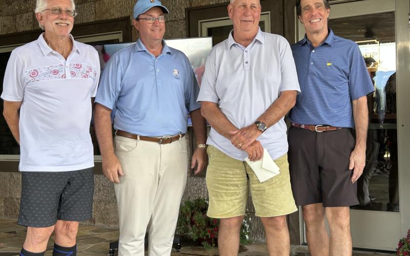 From left, David Wagener, Anthony Sparrow, Phil Klenke and Mark Campbell won second place in the golf tournament.