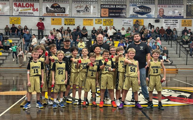 Hayesville Termite Boys are, from left, Coman Penland, Walker Gaddis, Tate Ledford, Colt Nagy, Nate Evans, Colson Dockery, Jarrett McClure, Yahir Preito, Noah Trapp, Tristen Garrett, Kanyon Lockaby, Avery Barter and Colt Allen; back, coaches, Derrick Gaddis, Robby Evans and Jason McClure. Not pictured: Bryson Parker and Aiden Olvera.