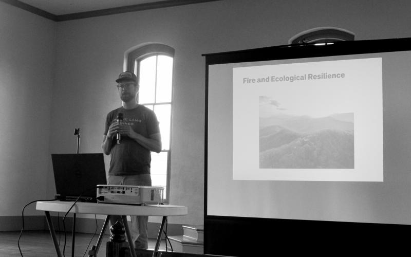Mountain True's Resilient Forests Director Josh Kelly opened the evening with a slide presentation.