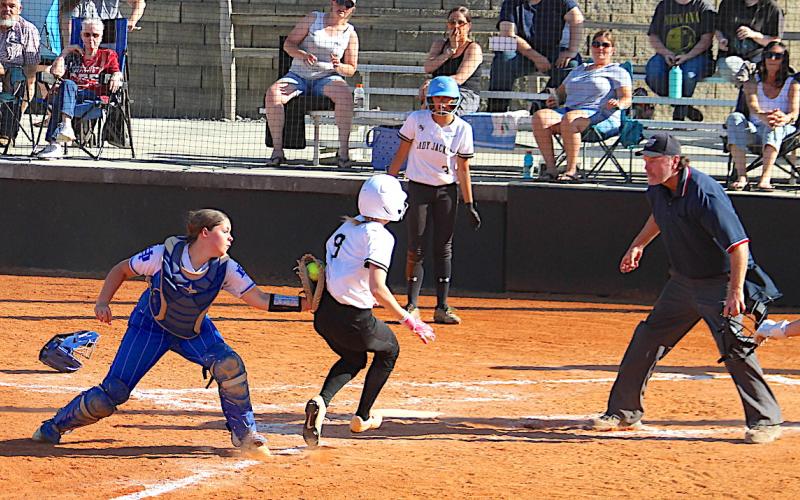 Daylyn Murray, No. 9, comes within a whisker of scoring against Hiawassee Dam.