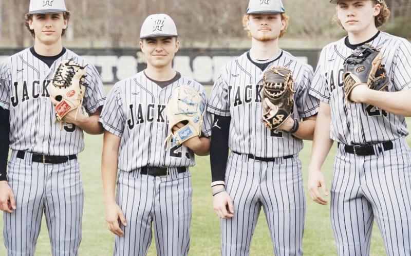 From left, seniors Ben Bethel, Adriann Fuentes, Jackson Sellers and Peyton McGaha receives recognition from the Smoky Mountain Conference.