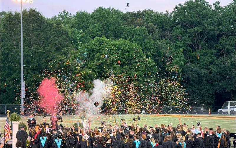 The Hayesville High School 2026 graduates celebrate receiving their diplomas.
