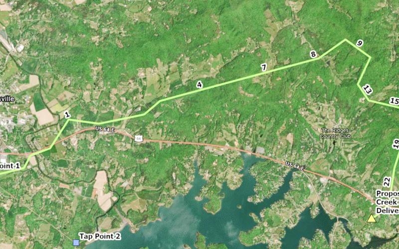 Map of Clay County and proposed transmission line route location.
