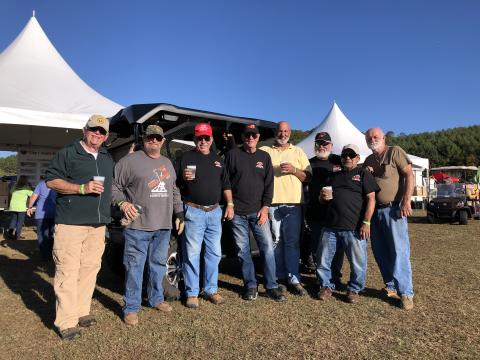 (Lorrie Ross • Clay County Progress) Team Hurler is made up of, from left, Joff Filion, Kent Sink, Butch Wiegold, Jim LeBlanc, Bob Knesley, Guy Frederiksen, Rudy Ariaza, Fred Moore, Tony Wiegold (not pictured), Warren Crabtree (not pictured), and George Constantine (not pictured.) This year made the 11th appearance for the team at the Pumpkin Chunkin