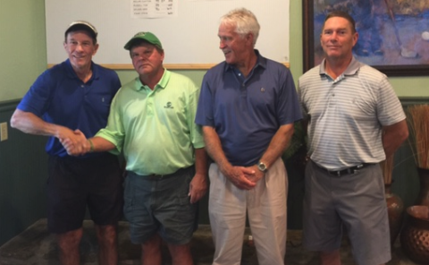 The tournament’s top performers take pause for recognition. From left, Senior winner Skip Goley, Senior runner-up, Steve Crayton, Championship winner Marvin Davenport and Championship runner up Matt Rogers.