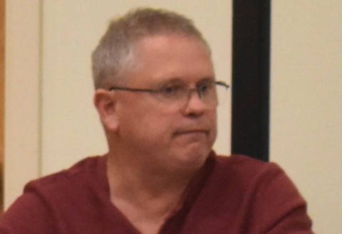 Mark Pullium attending Thursday’s board meeting.
