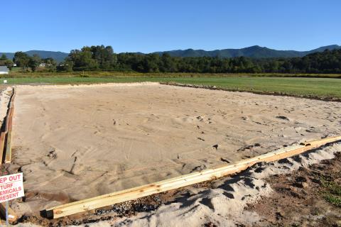 (Travis Dockery • Clay County Progress) When finished, groups will be able to reserve the outdoor volleyball court. Construction is expected to be completed in the next couple of weeks. 