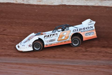 Travis Dockery • Clay County Progress “The Coach” David Payne puts his Super Late Model through its paces during practice. Payne didn’t cross the finish line first, but still got the win.