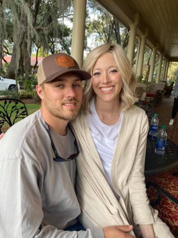 Kortne Waginger with her younger brother, Alex Walsh. He has donated stem cells to his sister to help with her most recent fight against cancer.