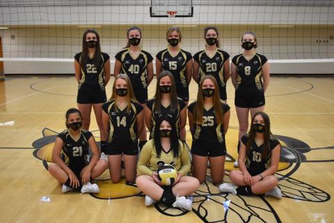 (Travis Dockery • Clay County Progress) The JV SMC championship Lady Jacket team is made up of, first row, from left, Jayden Moore, Gracie Perry and Lila Roberts. Second row, Addison Burch, Morgan Crawford and Lily Trout. Third row, Katie Pierce, Macie Parker, Broghan Krieger, Madison Martin and Trinity Frias.
