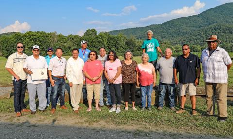 The Cherokee Nation and Eastern Band of Cherokee Indians joined with sister tribes at the historic Kituwah Mound near Cherokee, North Carolina, recently to sign an agreement to protect and preserve the Cherokee language, history and culture