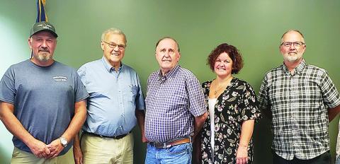 Clay County Elections newly appointed board members are, from left, Robert Penland, Chairman Jerry Anderson, Aaron Martin, Kayla Youngblood-Stillwell and Paul Rohs.