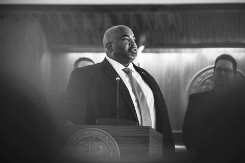 Lt. Gov Mark Robinson on release of his F.A.C.T.S. Task Force report outlining instances of bias in N.C. public schools as reported by parents and teachers. August 24, 2021. (Photo by Maya Reagan, Carolina Journal)