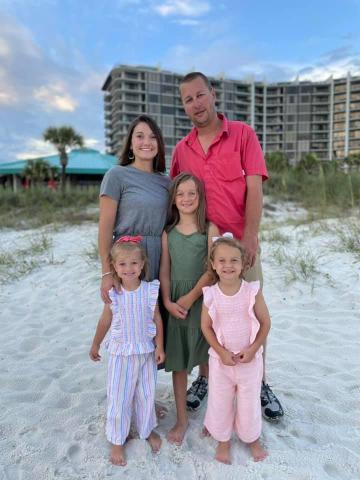 Clay County Health Department Interim Health Director Clarissa Rogers enjoys family time at the beach with her husband and high school sweetheart Robert Rogers and their three daughters: Emma Grace, Anna Kate, and Cara Lynn.