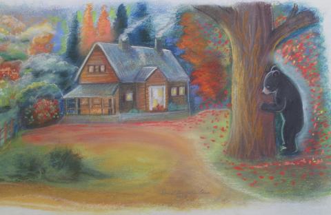A small detail of "Storybook Lane" art by Doreyl Ammons Cain Director, Appalachian Mural Trail