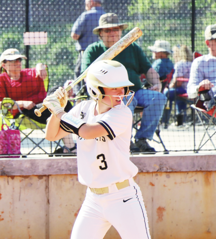 Deby Jo Ferguson • Clay County Progress  Addie Bunch is hot on the batter’s bag for the Lady Jackets. 