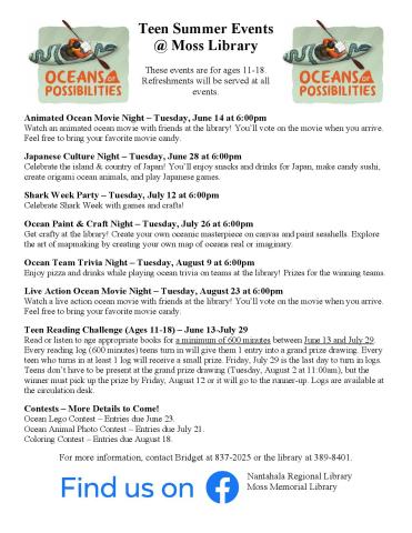 Events at Moss Memorial Library