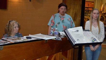 Rehearsal accompanist Suzanne West (left) practices musical numbers with cast members Cameron LeJeune and Hope Ledford in preparation for “Jekyll & Hyde” Aug. 12 opening at the Peacock Performing Arts Center in Hayesville. Performances run two weekends and include Sunday matinees. “Jekyll & Hyde” has a compelling, gripping story and stunning music. You will not want to miss this one!” said Resident Artistic Director Laurel Adams