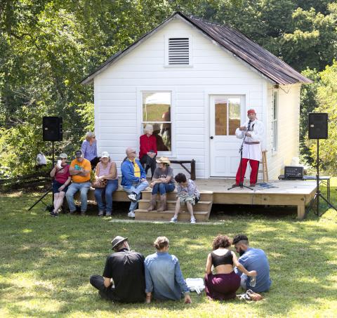 Photo • David Smart Cherokee Heritage Festival storyteller Davy Arch entertained festival goers with stories of growing up on the Qualla boundary as well as traditional Cherokee stories and myths.