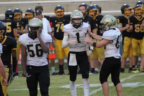 Photo • Kendra Coker Teammates Will Brown, No. 56, Peyton McGaha, No. 1 and Tre Graves, No. 6 are often referred to as the “Dynamo Three.”