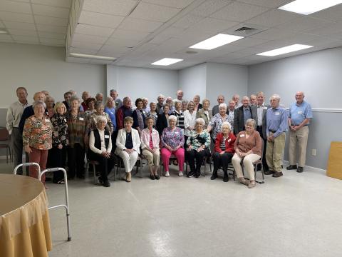 Those attending Hayesville’s multi-class reunion on Saturday, Oct. 1 are, front, from left, Fannie M. Watson, Peggy Long, Idell Shook, Lulle Luther, Wanda H. Chastain, Ruth Penland and Margaret W. Armstrong, second row, Frankie Beal, Harry Rogers, Francis Maney, Eunita Sokowaski and Jane Patten, third row, Frankie Galloway, Joanne Galloway, Gene Long, Ginger G. Imperiale, Wanda B. Matthews, Tommy Jarrett, Susan G. Riley, Jeanette McDonald, Joy McDonald, Sandra G. Turner, Margaret B. Hedden, Mary Bess Colema