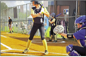 Micalynn McClure, HMS Lady Jackets lead off batter, tries to get the Lady Jackets started.