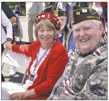 Becky Long •  Clay County Progress Sam Davis Jr. and his wife Helen attend this year’s Memorial Day service on the Hayesville square. Davis will be honored as Grand Marshal of the July Fourth parade sponsored by the Clay County Chamber of Commerce.
