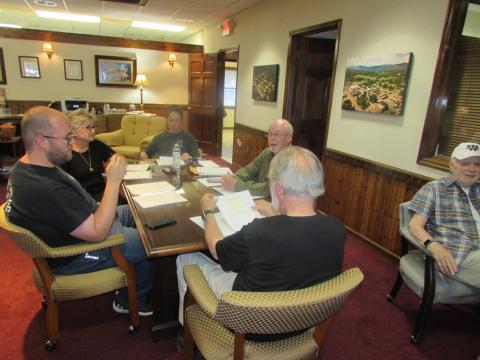Lorraine Bennett • Clay County Progress At Monday’s meeting, from left, Councilman Austin Hedden, Town Clerk/Finance Officer Suzanne Hedden and Councilwoman Lauren Tiger listen while Councilman Harry Baughn makes a point.
